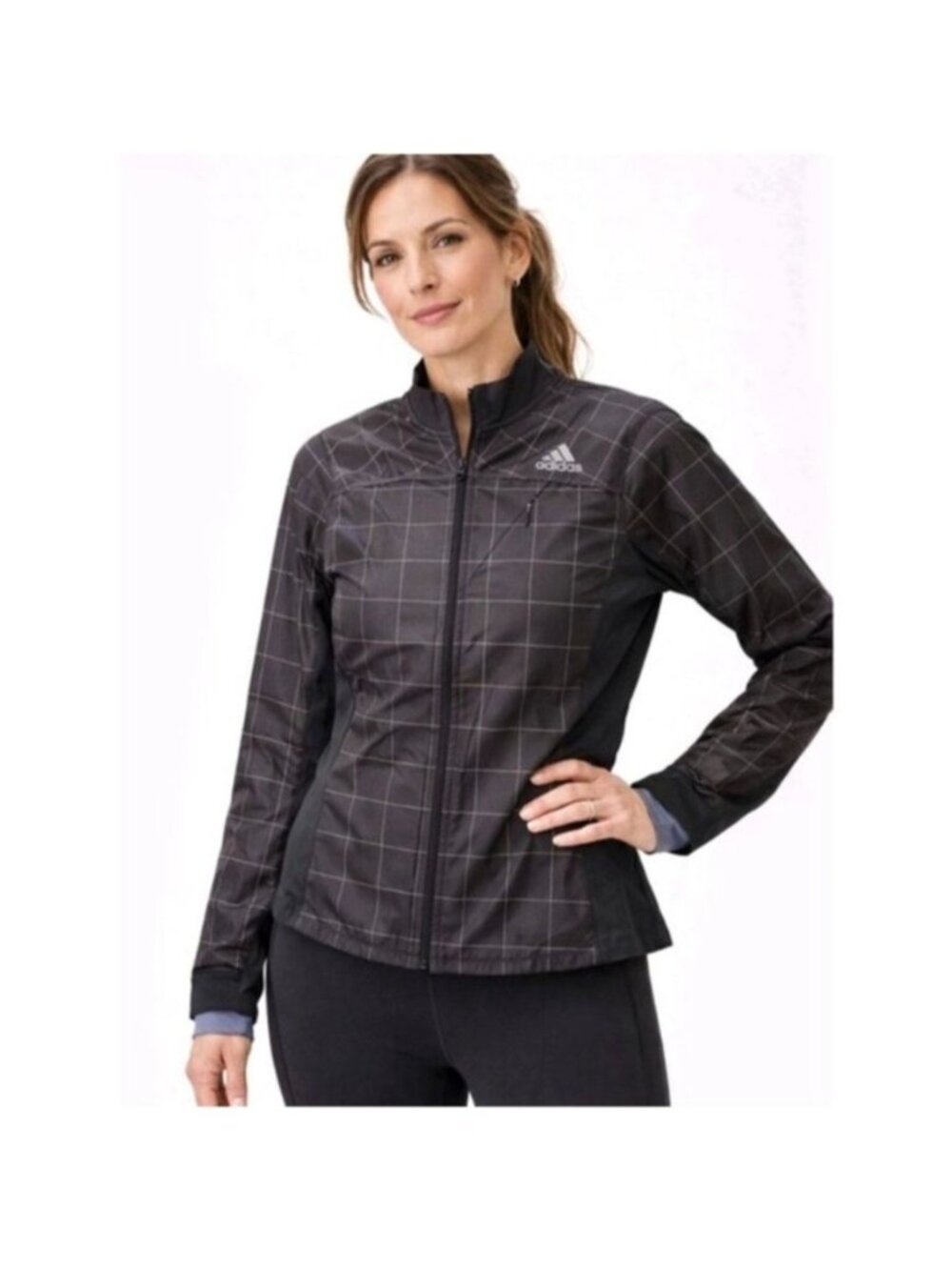 Adidas Womens L Running Jacket Supernova Black Reflective Zip-Up Sporty Gym